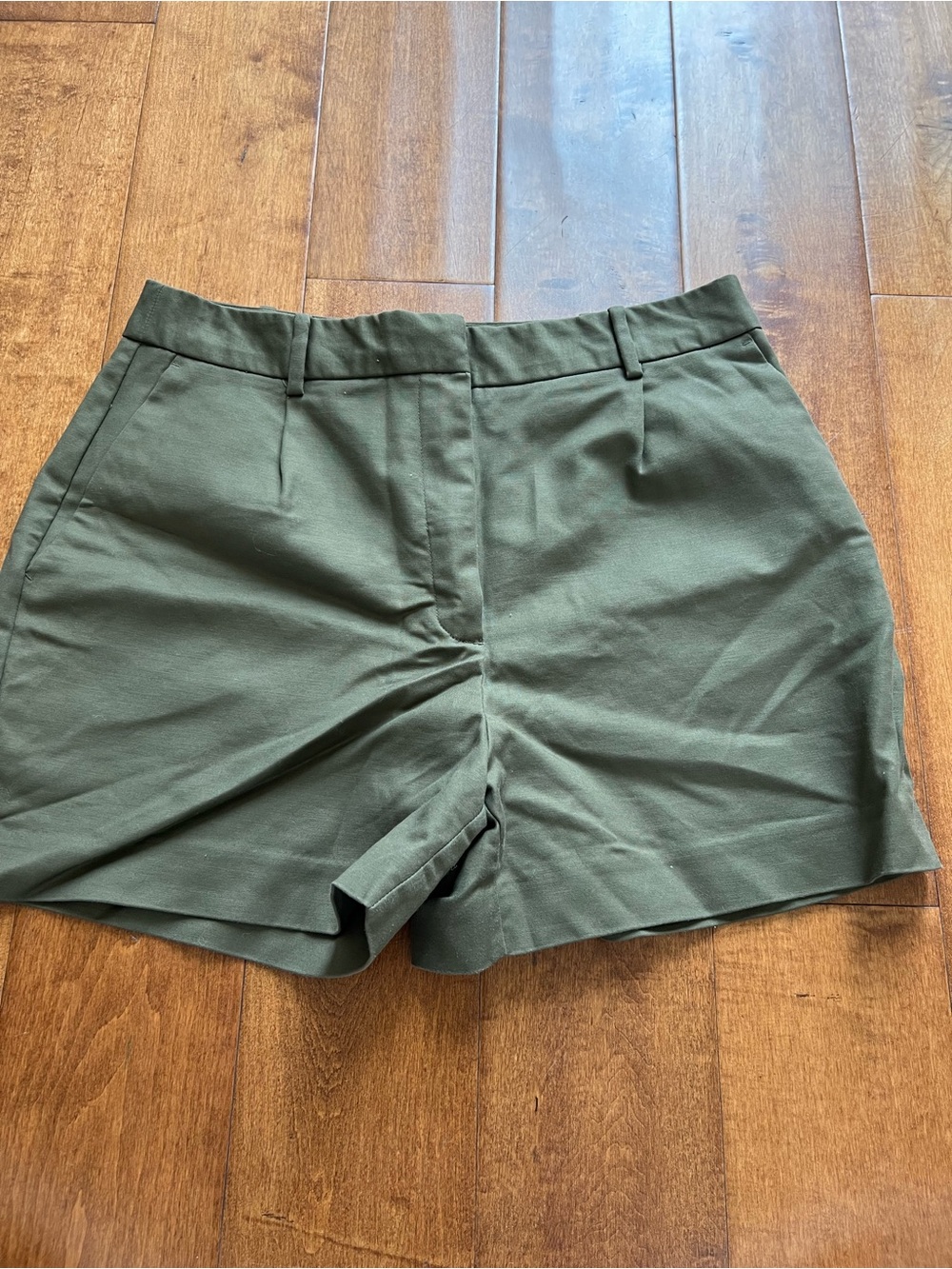 Zara Olive Green High-Rise Tailored Shorts
